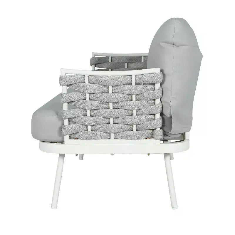 Christopher Knight Home Barbara – Chaises club modernes d'extérieur en métal et corde avec coussins (Lot de 2)
