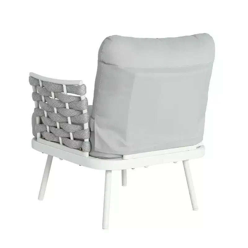 Christopher Knight Home Barbara – Chaises club modernes d'extérieur en métal et corde avec coussins (Lot de 2)