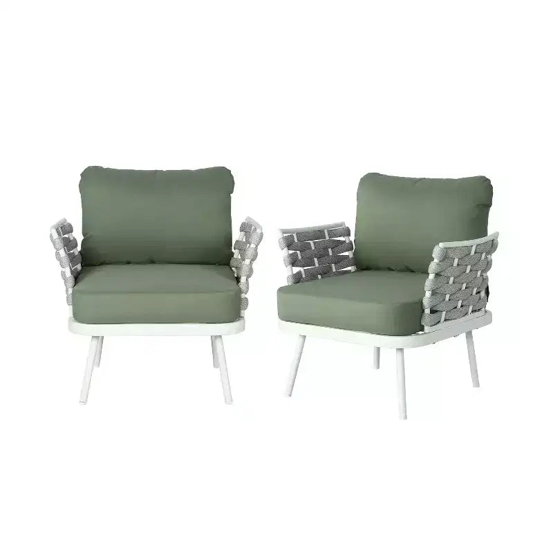 Christopher Knight Home Barbara – Chaises club modernes d'extérieur en métal et corde avec coussins (Lot de 2)