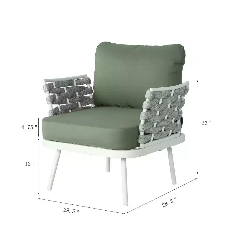 Christopher Knight Home Barbara – Chaises club modernes d'extérieur en métal et corde avec coussins (Lot de 2)