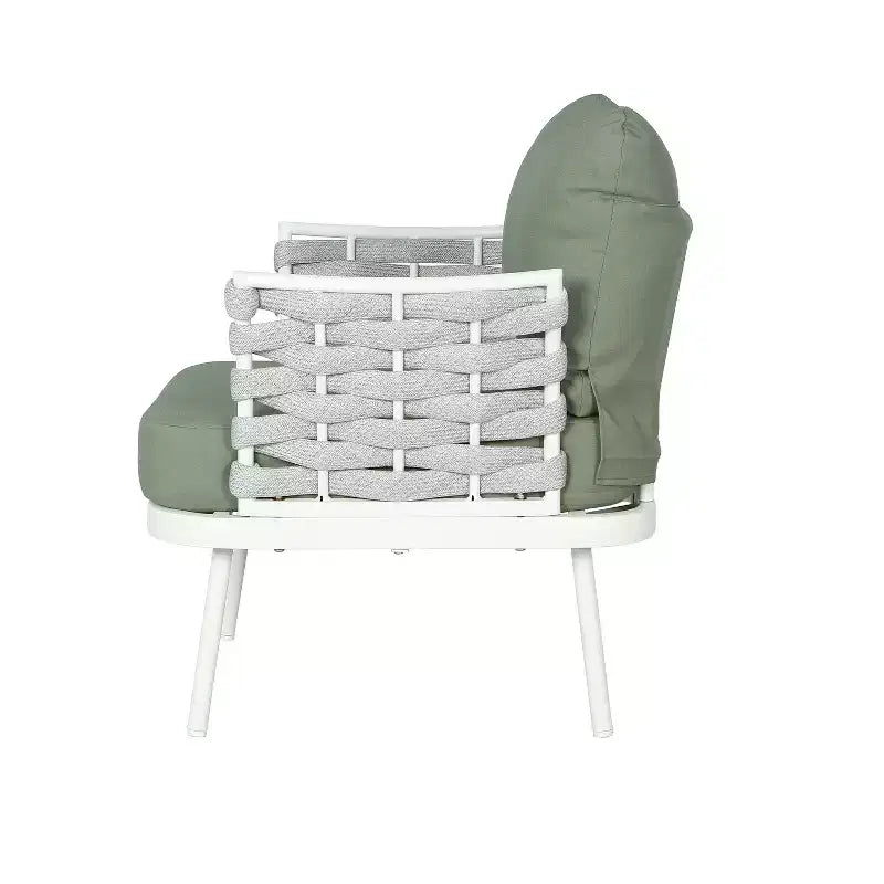 Christopher Knight Home Barbara – Chaises club modernes d'extérieur en métal et corde avec coussins (Lot de 2)