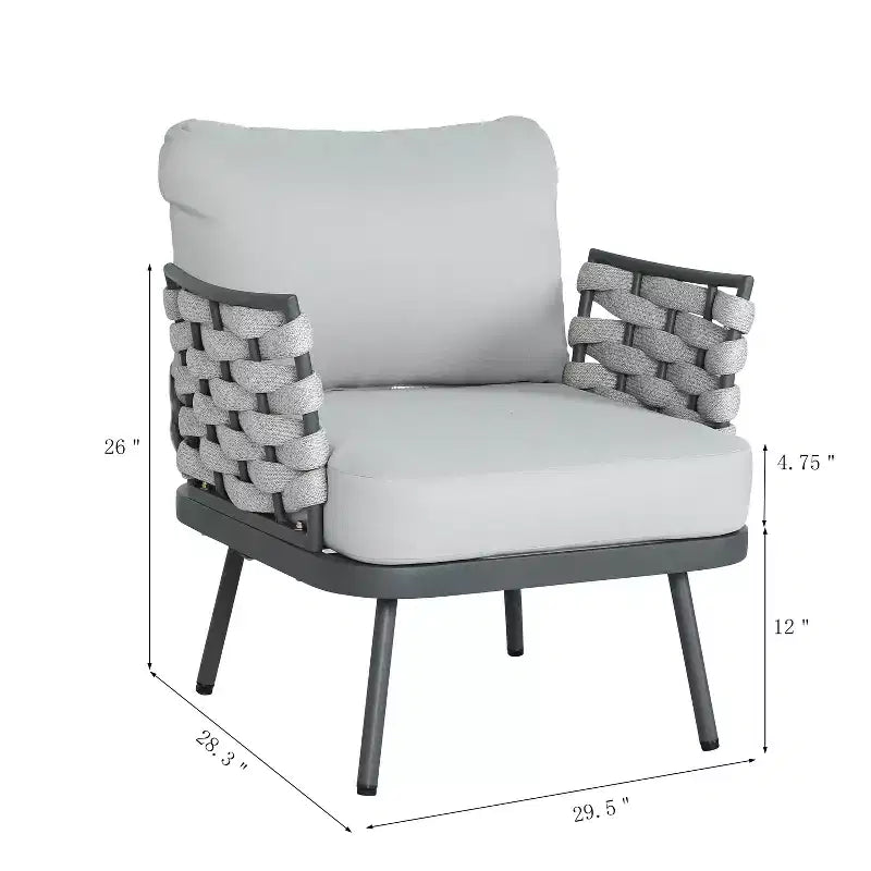Christopher Knight Home Barbara – Chaises club modernes d'extérieur en métal et corde avec coussins (Lot de 2)