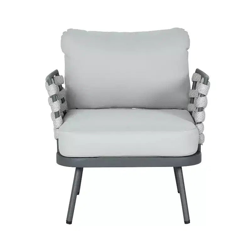 Christopher Knight Home Barbara – Chaises club modernes d'extérieur en métal et corde avec coussins (Lot de 2)