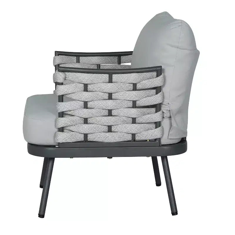 Christopher Knight Home Barbara – Chaises club modernes d'extérieur en métal et corde avec coussins (Lot de 2)