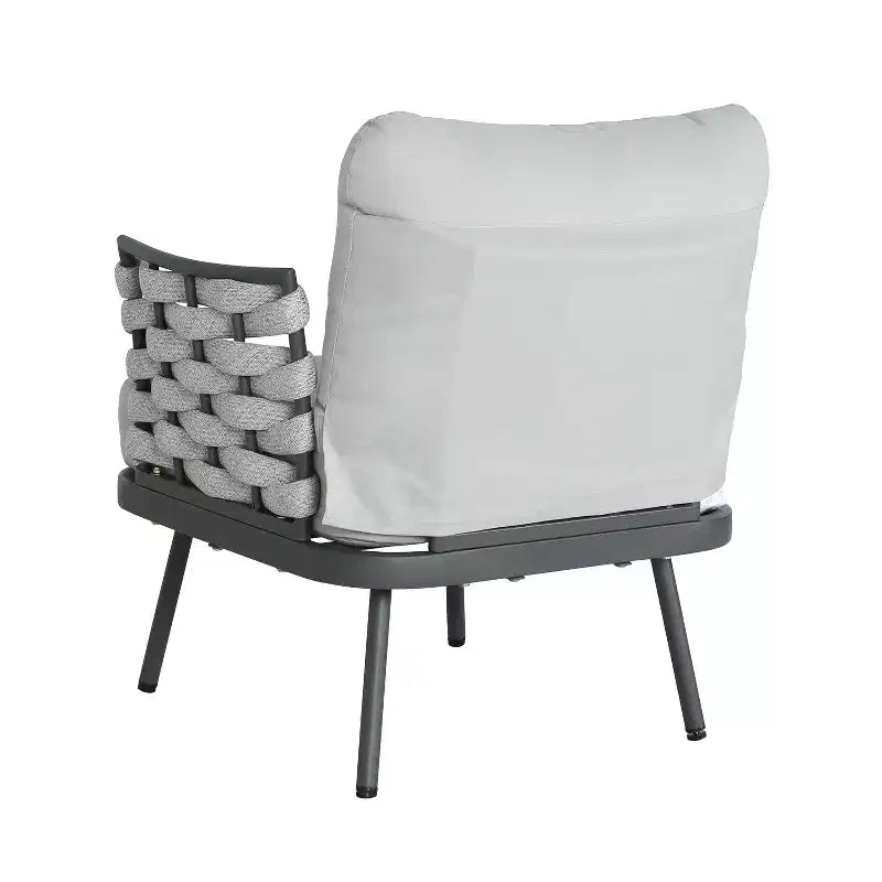 Christopher Knight Home Barbara – Chaises club modernes d'extérieur en métal et corde avec coussins (Lot de 2)