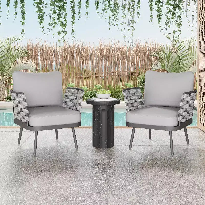 Christopher Knight Home Barbara Modern Outdoor Metal and Rope Upholstered Club Chairs (Set of 2)