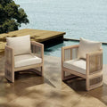 Christopher Knight Home Bonita Outdoor Rope Weave Acacia Wood Club Chair with Cushions, Light Teak/Beige