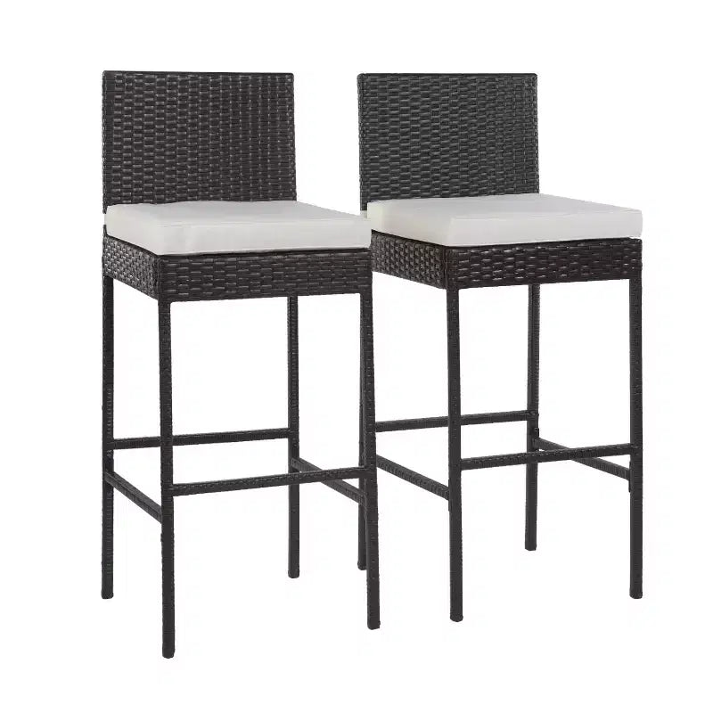 BestMassage Modern Bar Stools Set of 2 Wicker Patio Bar Chairs, Brown
