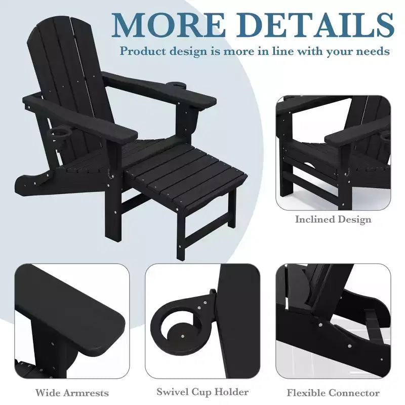 Fauteuil de patio Hyleory 3 positions avec ottoman rétractable et porte-gobelet/téléphone