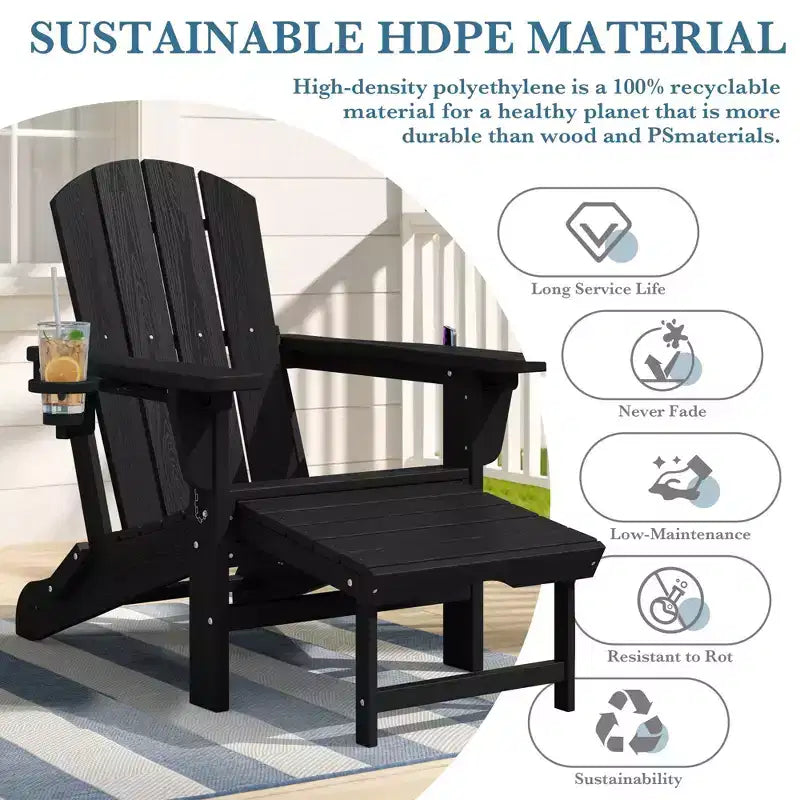 Fauteuil de patio Hyleory 3 positions avec ottoman rétractable et porte-gobelet/téléphone