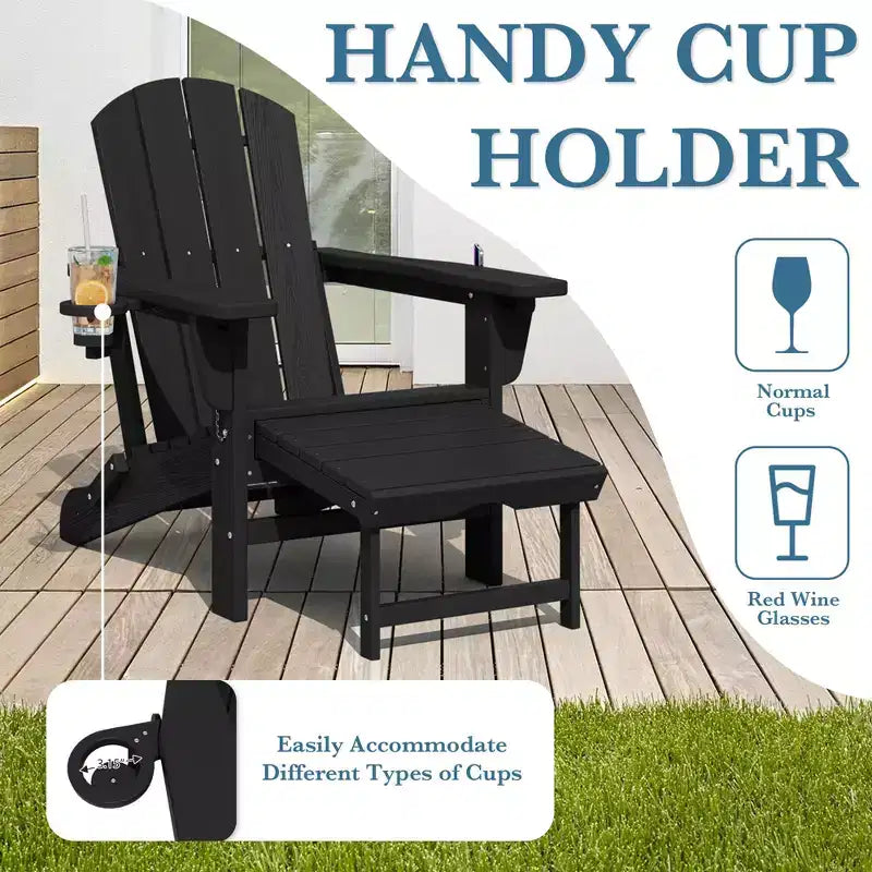 Fauteuil de patio Hyleory 3 positions avec ottoman rétractable et porte-gobelet/téléphone