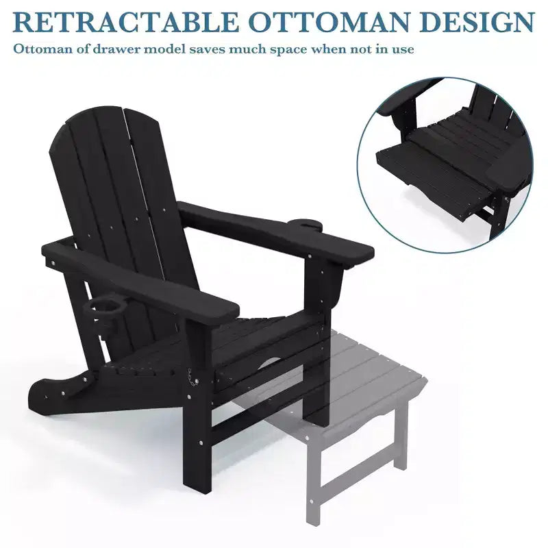 Fauteuil de patio Hyleory 3 positions avec ottoman rétractable et porte-gobelet/téléphone