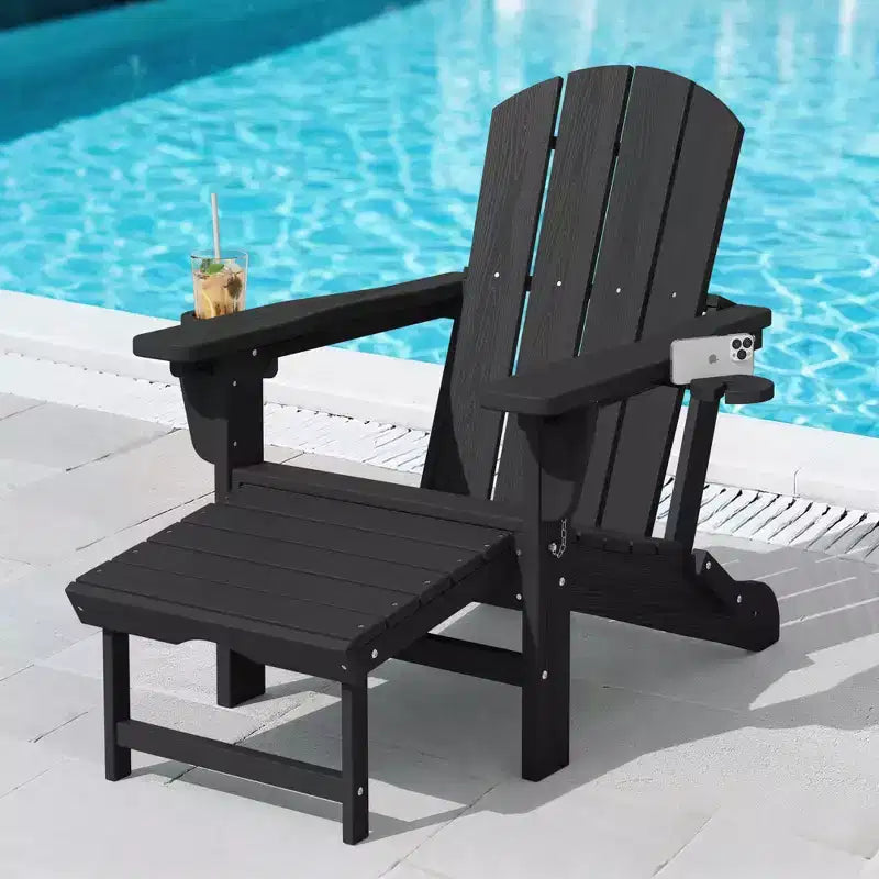 Fauteuil de patio Hyleory 3 positions avec ottoman rétractable et porte-gobelet/téléphone