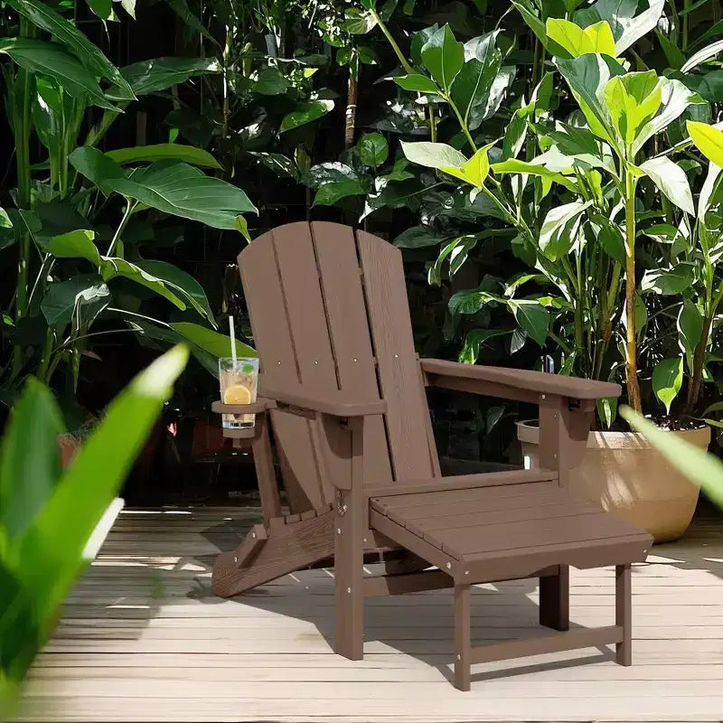 Fauteuil de patio Hyleory 3 positions avec ottoman rétractable et porte-gobelet/téléphone