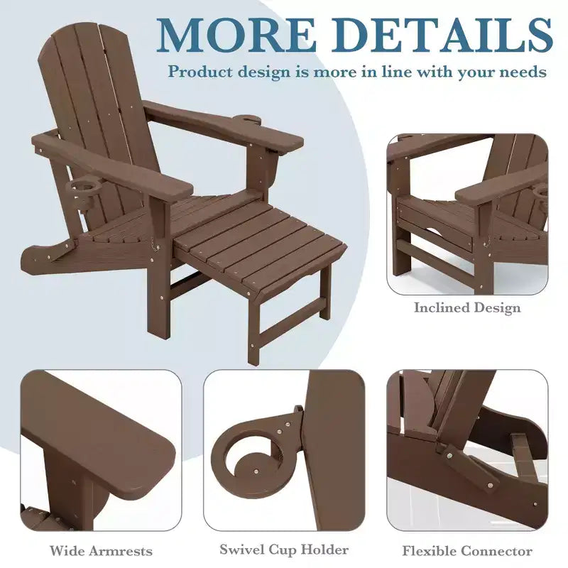 Fauteuil de patio Hyleory 3 positions avec ottoman rétractable et porte-gobelet/téléphone