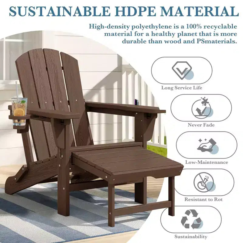 Fauteuil de patio Hyleory 3 positions avec ottoman rétractable et porte-gobelet/téléphone