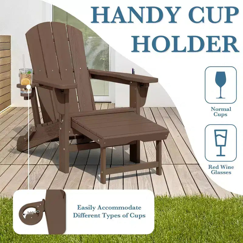 Fauteuil de patio Hyleory 3 positions avec ottoman rétractable et porte-gobelet/téléphone