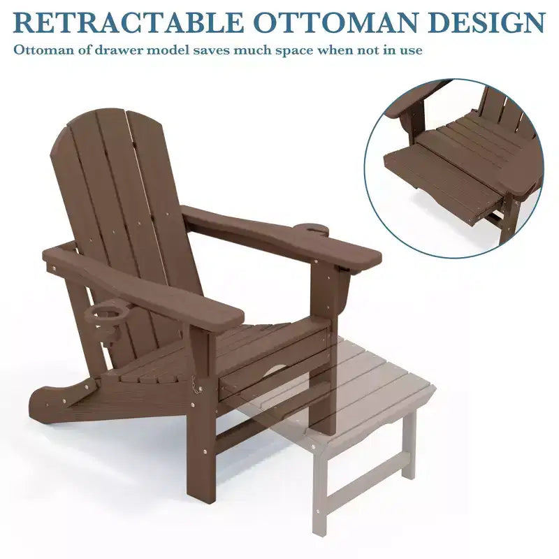 Fauteuil de patio Hyleory 3 positions avec ottoman rétractable et porte-gobelet/téléphone