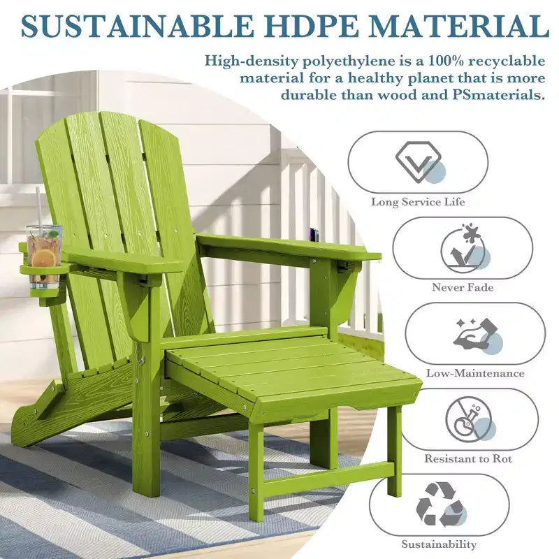 Fauteuil de patio Hyleory 3 positions avec ottoman rétractable et porte-gobelet/téléphone