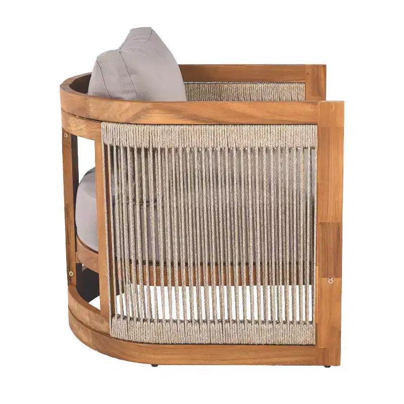 Christopher Knight Home Fauteuil club d'extérieur rustique Atoka en bois d'acacia et corde avec coussin résistant à l'eau
