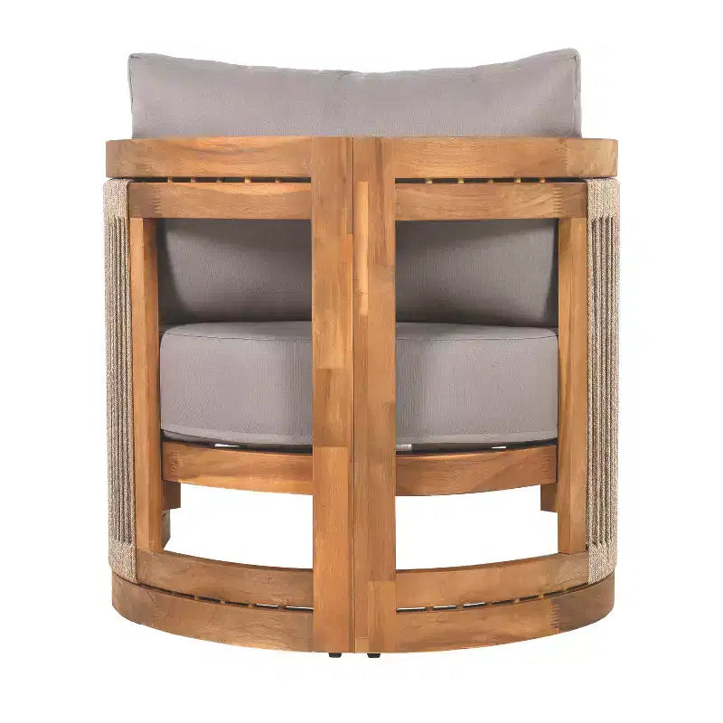 Christopher Knight Home Fauteuil club d'extérieur rustique Atoka en bois d'acacia et corde avec coussin résistant à l'eau