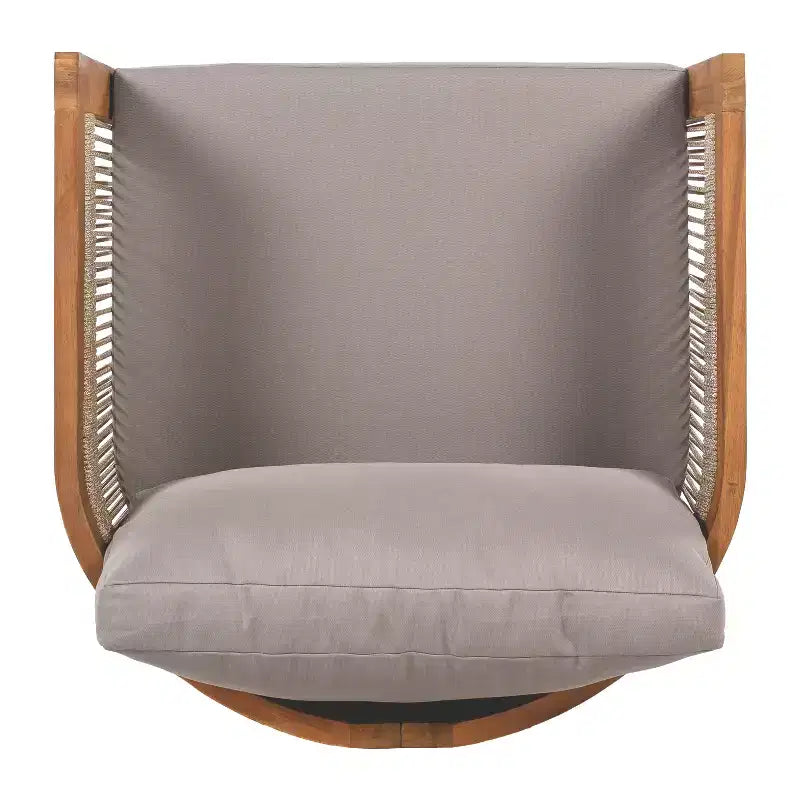 Christopher Knight Home Fauteuil club d'extérieur rustique Atoka en bois d'acacia et corde avec coussin résistant à l'eau