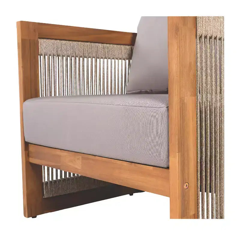 Christopher Knight Home Fauteuil club d'extérieur rustique Atoka en bois d'acacia et corde avec coussin résistant à l'eau
