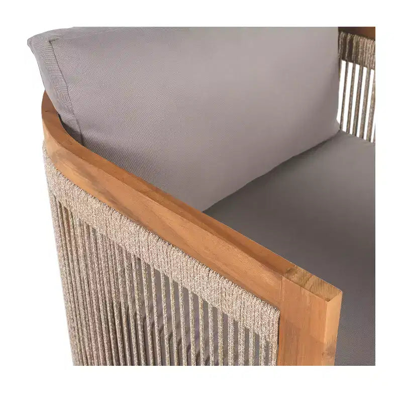 Christopher Knight Home Fauteuil club d'extérieur rustique Atoka en bois d'acacia et corde avec coussin résistant à l'eau