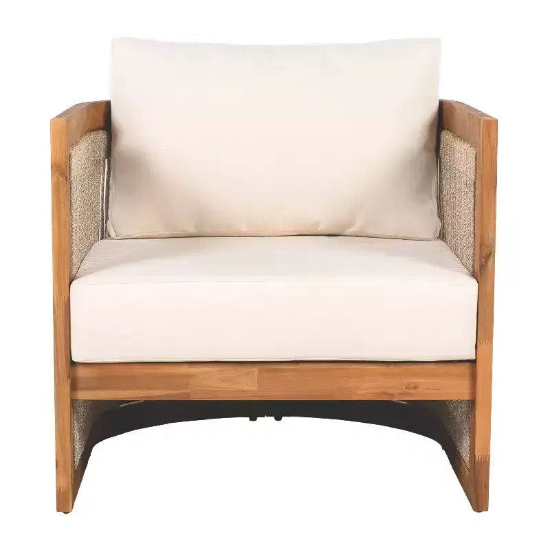 Christopher Knight Home Fauteuil club d'extérieur rustique Atoka en bois d'acacia et corde avec coussin résistant à l'eau