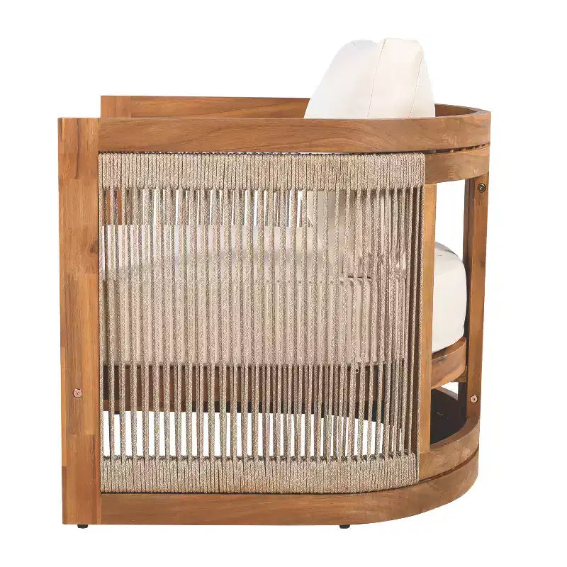 Christopher Knight Home Fauteuil club d'extérieur rustique Atoka en bois d'acacia et corde avec coussin résistant à l'eau