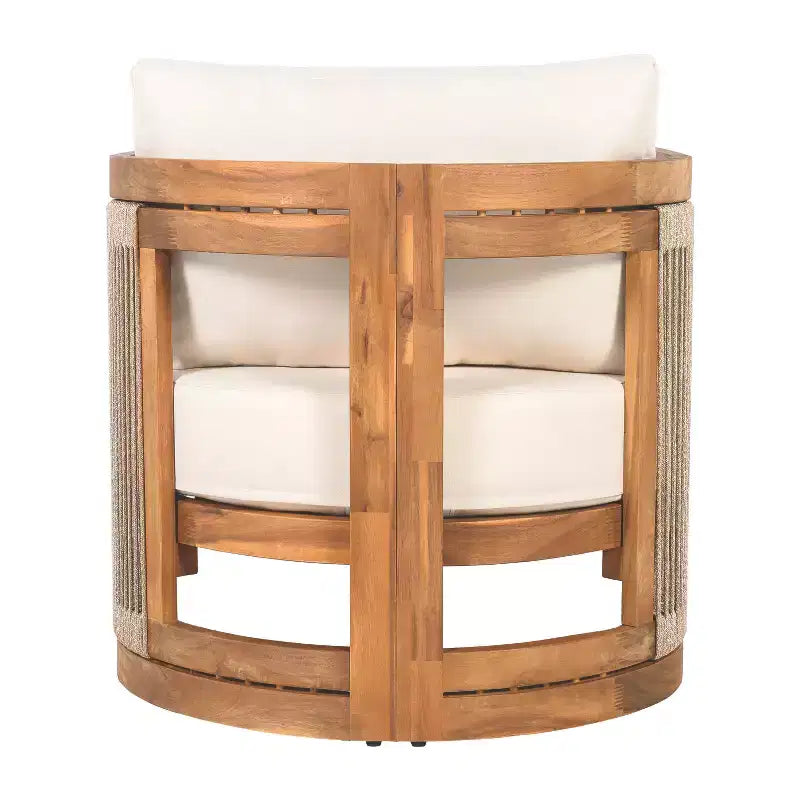 Christopher Knight Home Fauteuil club d'extérieur rustique Atoka en bois d'acacia et corde avec coussin résistant à l'eau