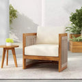 Christopher Knight Home Atoka Outdoor Rustic Acacia Wood and Rope Club Chair with Water-Resistant Cushion