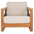 Curacao Club Chair Indoor/Outdoor - CPT1009 - Natural Brazilian Teak/ Beige - Safavieh Couture