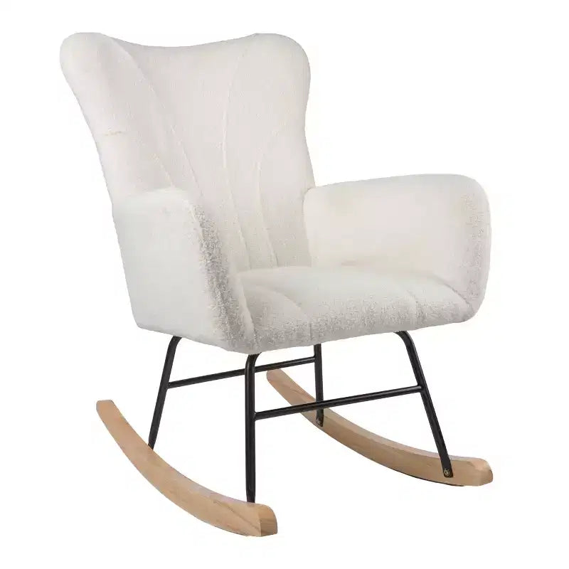 Fauteuil à bascule en tissu Teddy Rembourré Ergonomique Moderne