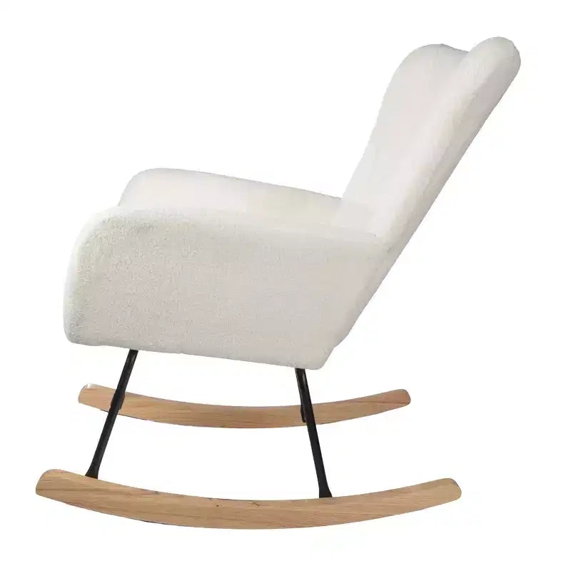 Fauteuil à bascule en tissu Teddy Rembourré Ergonomique Moderne