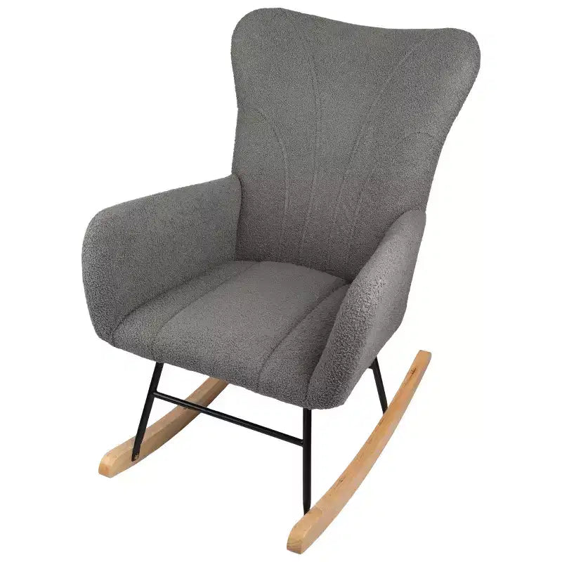 Fauteuil à bascule en tissu Teddy Rembourré Ergonomique Moderne