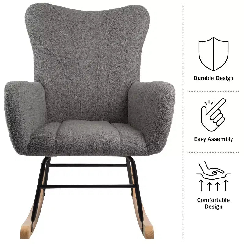 Fauteuil à bascule en tissu Teddy Rembourré Ergonomique Moderne