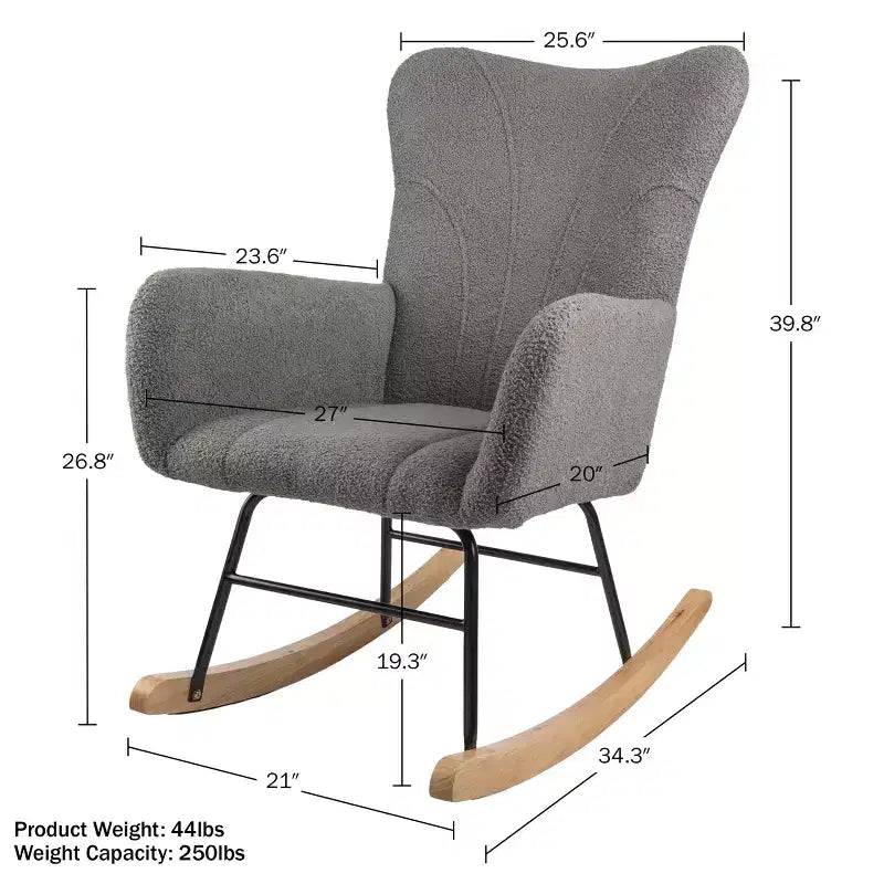 Fauteuil à bascule en tissu Teddy Rembourré Ergonomique Moderne