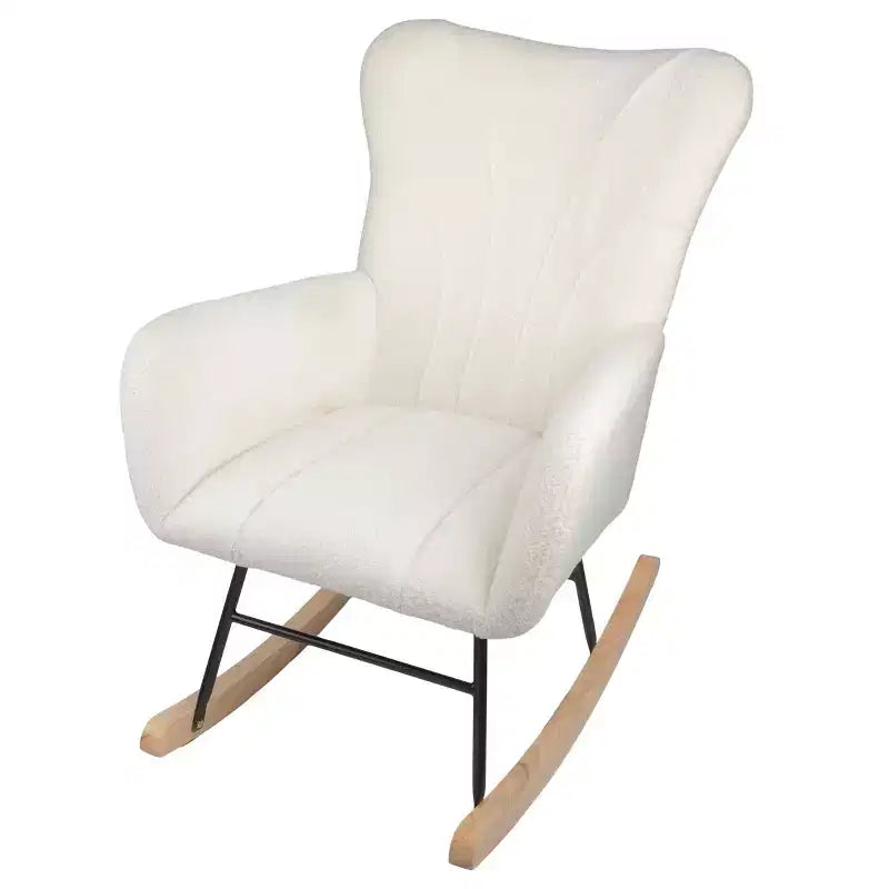 Fauteuil à bascule en tissu Teddy Rembourré Ergonomique Moderne