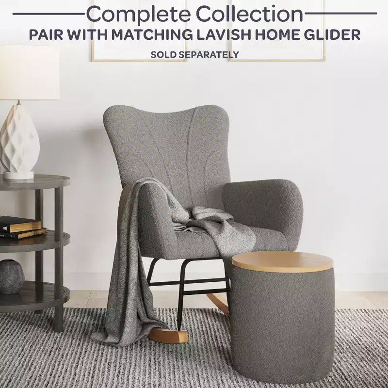 Fauteuil à bascule en tissu Teddy Rembourré Ergonomique Moderne
