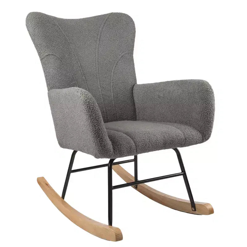 Fauteuil à bascule en tissu Teddy Rembourré Ergonomique Moderne