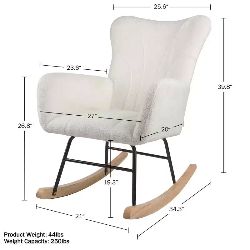 Fauteuil à bascule en tissu Teddy Rembourré Ergonomique Moderne