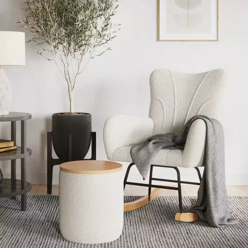 Fauteuil à bascule en tissu Teddy Rembourré Ergonomique Moderne