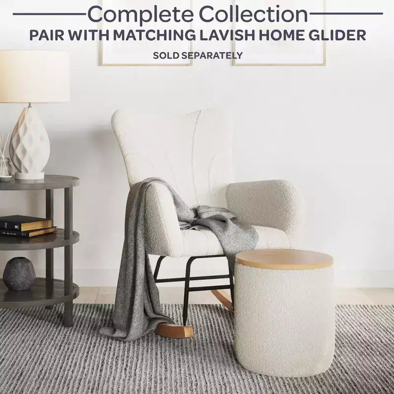 Fauteuil à bascule en tissu Teddy Rembourré Ergonomique Moderne