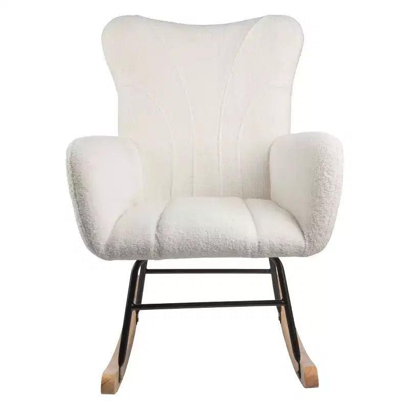 Fauteuil à bascule en tissu Teddy Rembourré Ergonomique Moderne