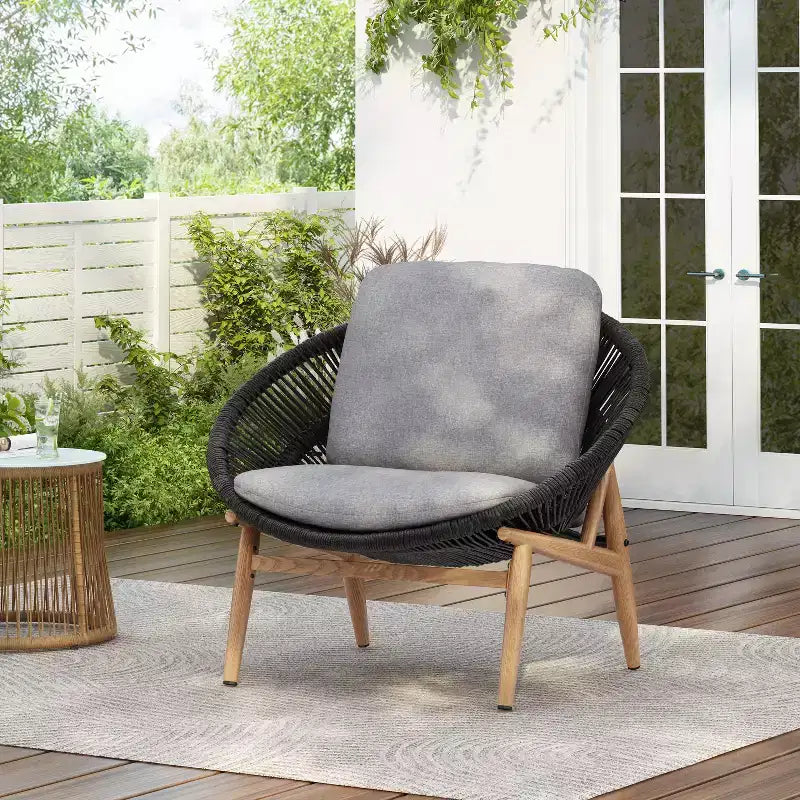 Christopher Knight Home Cecil Chaise longue d'extérieur style papasan bohème en osier avec coussins