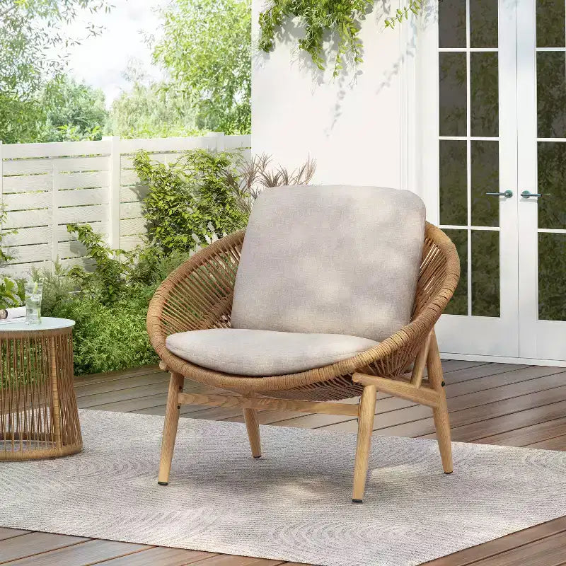 Christopher Knight Home Cecil Chaise longue d'extérieur style papasan bohème en osier avec coussins
