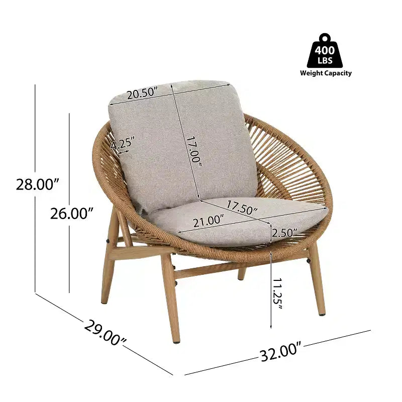 Christopher Knight Home Cecil Chaise longue d'extérieur style papasan bohème en osier avec coussins