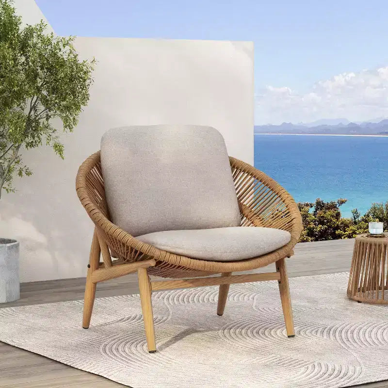 Christopher Knight Home Cecil Bohemian Outdoor Papasan Style Wicker Lounge Chair with Cushions