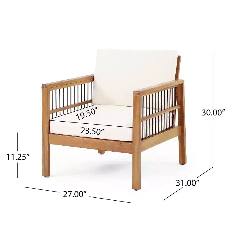 Christopher Knight Home Elias Fauteuil club d'extérieur en bois d'acacia et fer avec coussins